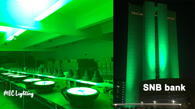 Saudi Arabia Jeddah SNB bank 1000w green color flood light projec